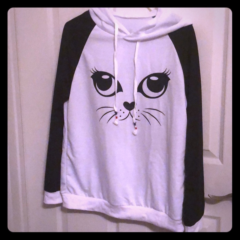 Cat themed hoodie with ears on hood.
